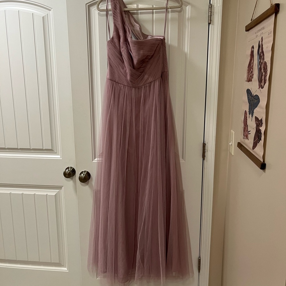 Theia Bridesmaid Mauve One-Shoulder Tulle Gown